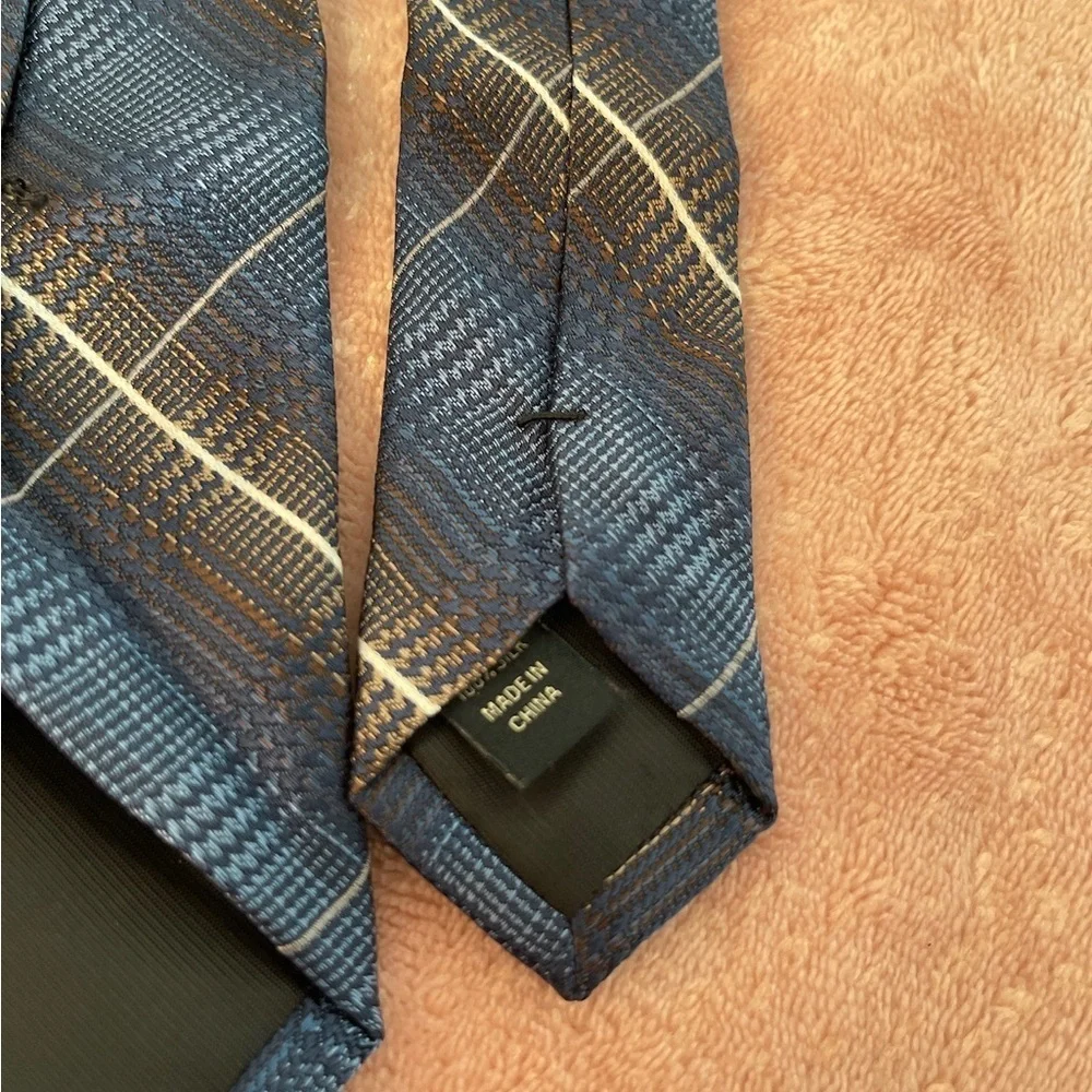 Pronto Uomo Blue and Brown Plaid Tie